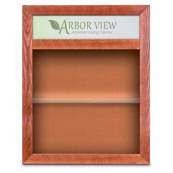 Outdoor Enclosed Combo Board, 42"x32", Satin Frame/Burgundy & Cloud